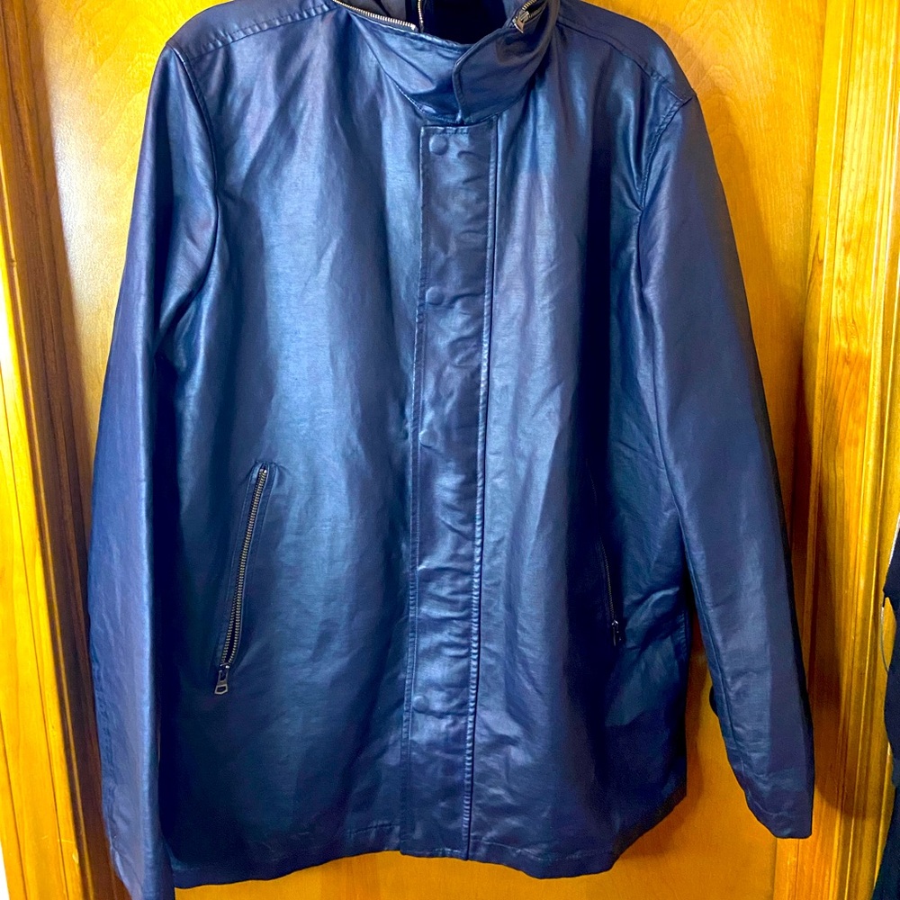 Theory navy blue resin jkt large